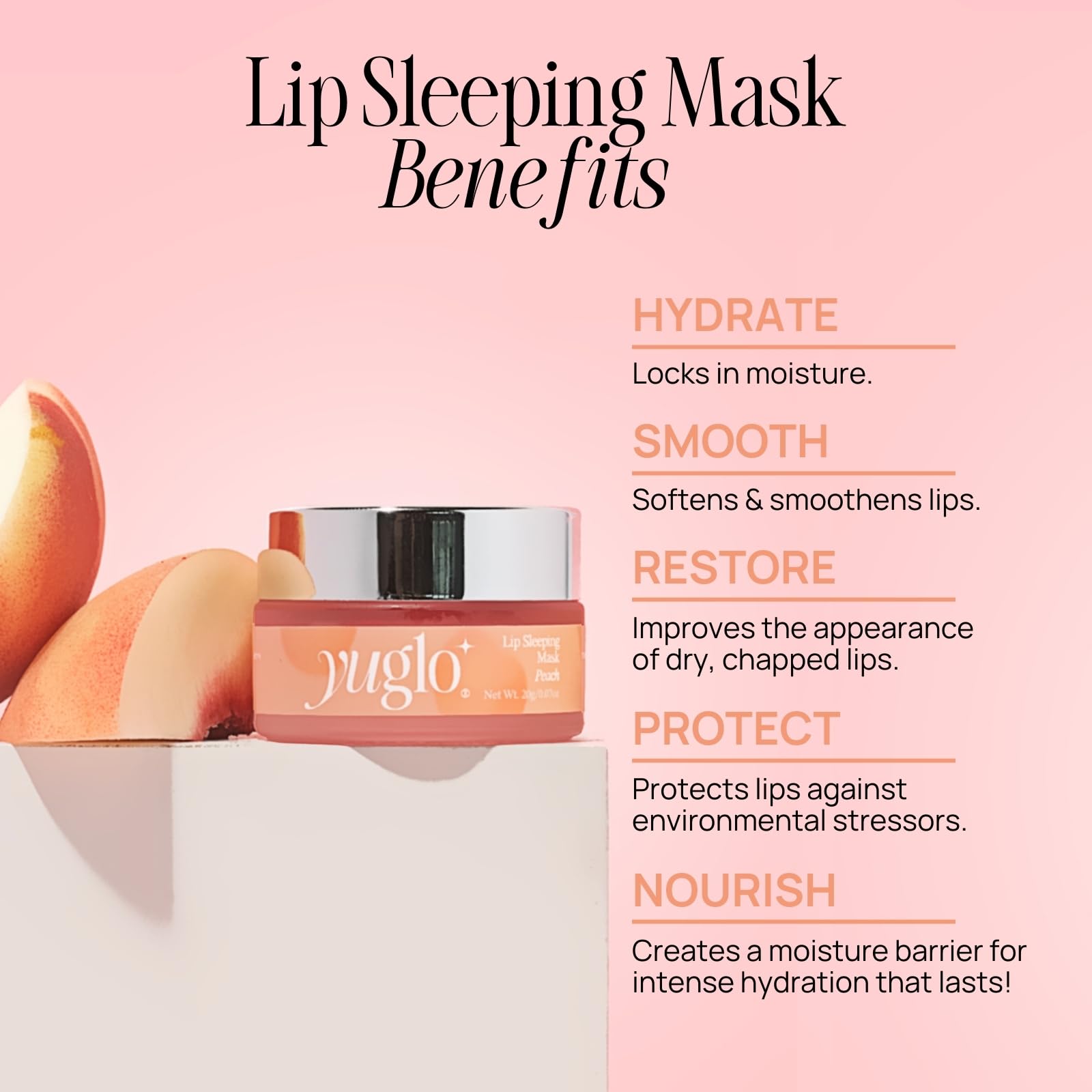 YuGlo Masque lèvres: texture crème nourrit intensément pendant la nuit