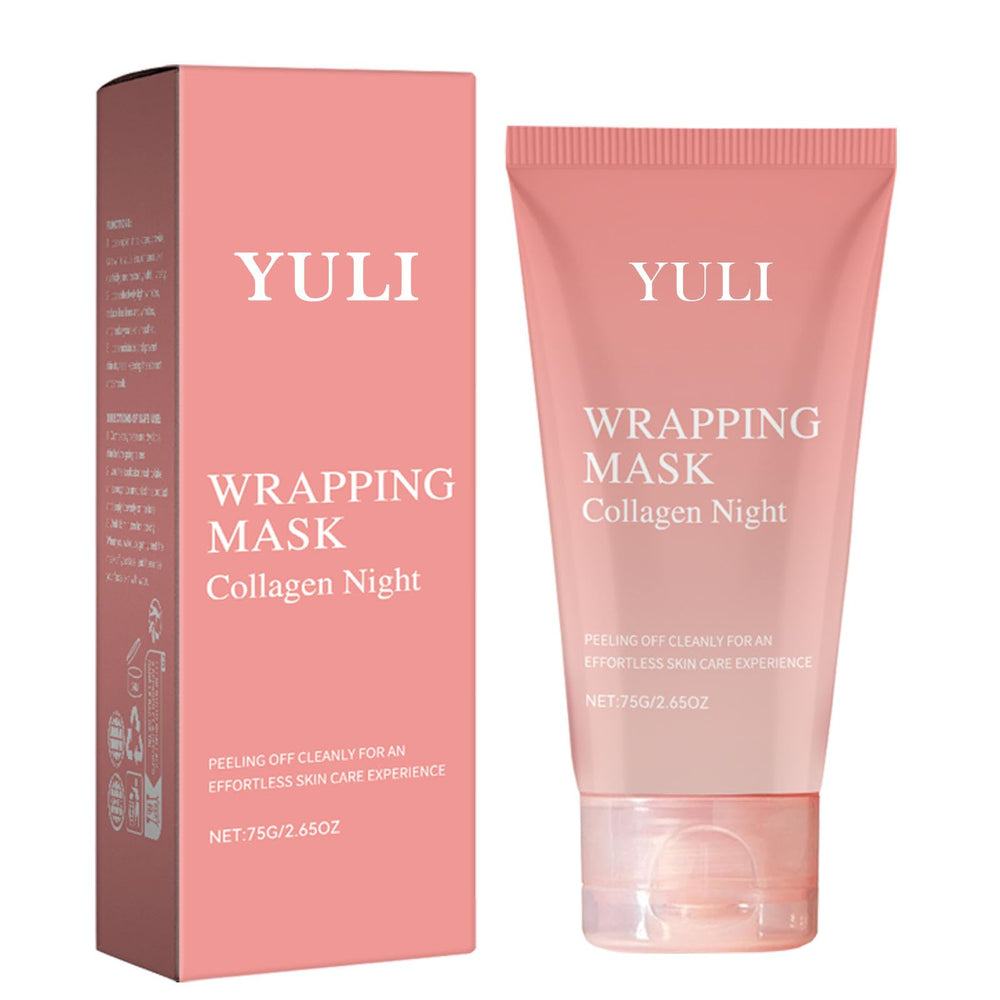 Masque nuit collagène YULI, emballage élégant pour une routine de soin.