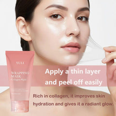 Masque en séchage, prêt à être retiré pour une peau rafraîchie.