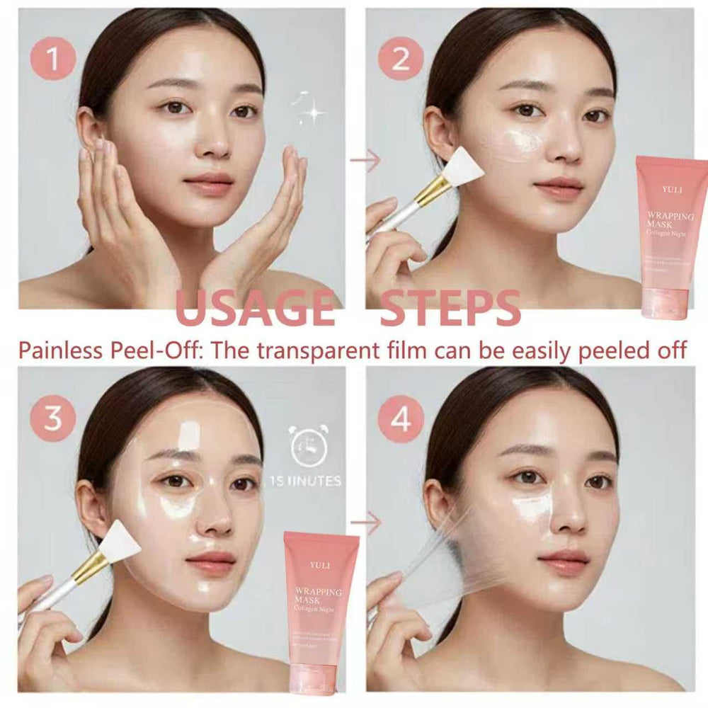 Retrait du masque pelable, révèle une peau prête à l'hydratation.