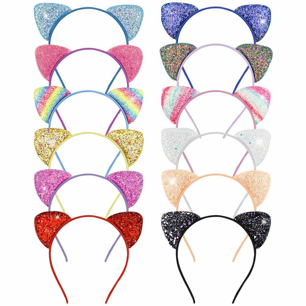 Yuntop serre-tête oreilles-chat sequin arc-en-ciel, léger et confortable au quotidien.