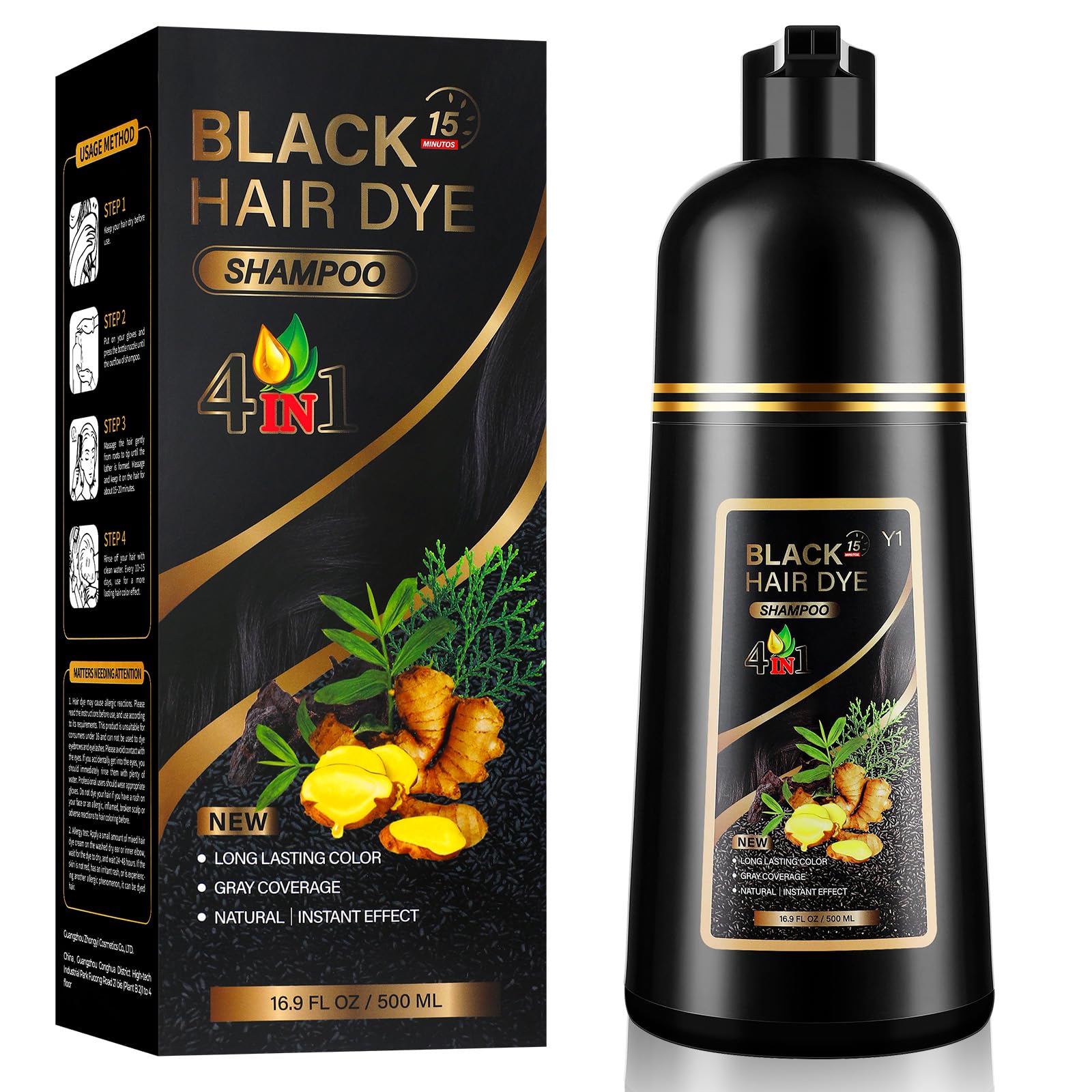 YUOLITA 4 en 1 shampoing colorant sur bouteille prête à l emploi