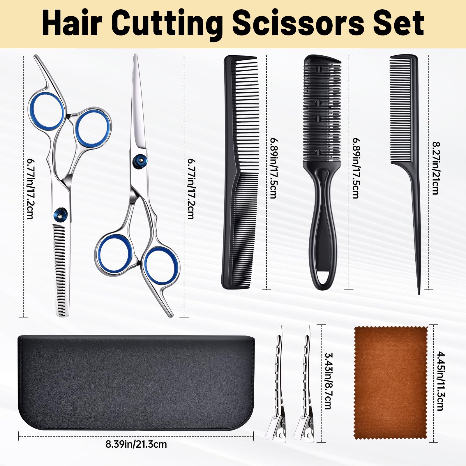 YUQGAOP ciseaux coiffure, lames droites et texturées pour précision et texture.