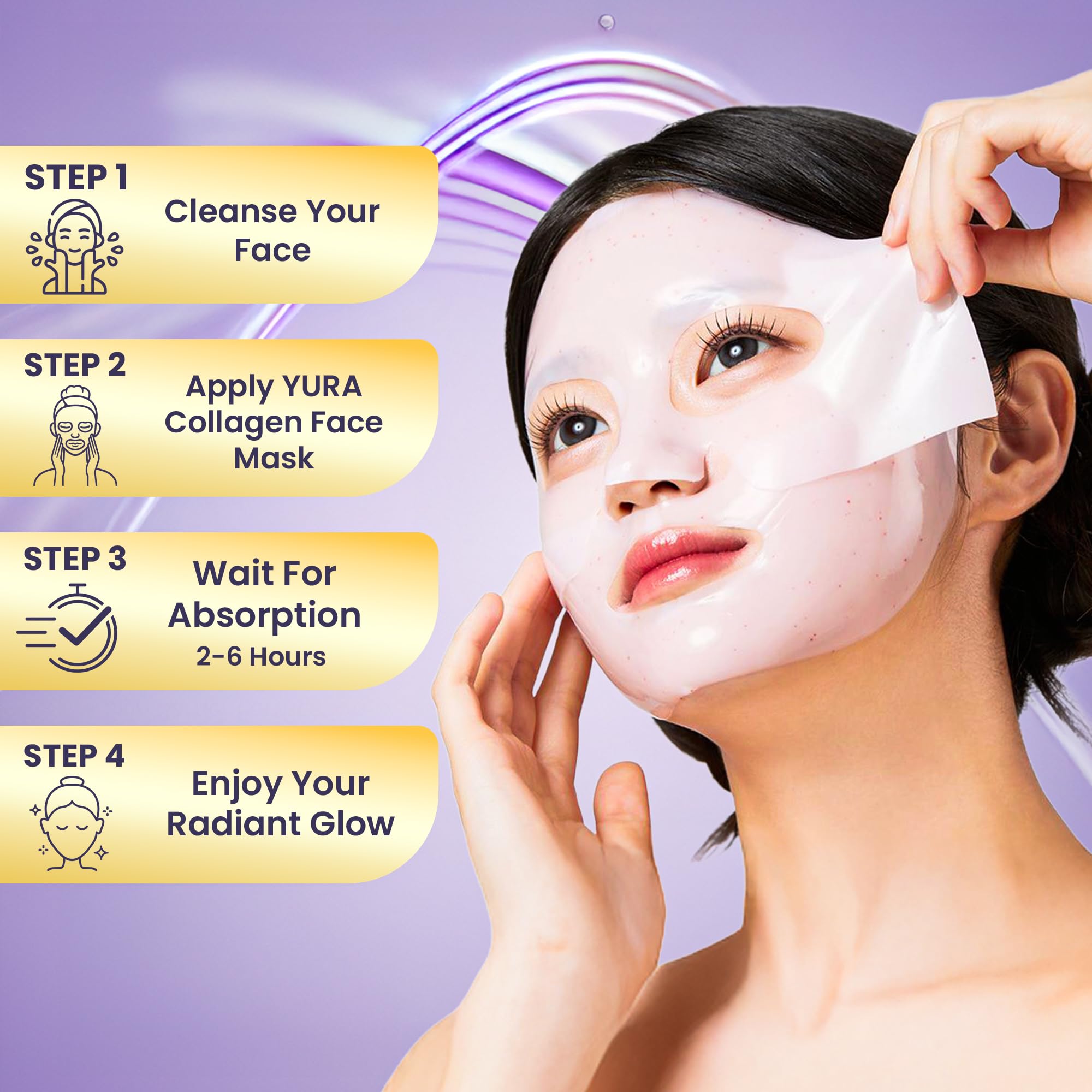 Yura Clean Masque Collagène Visage — ingrédients bio-collagène pour nourrir la peau.
