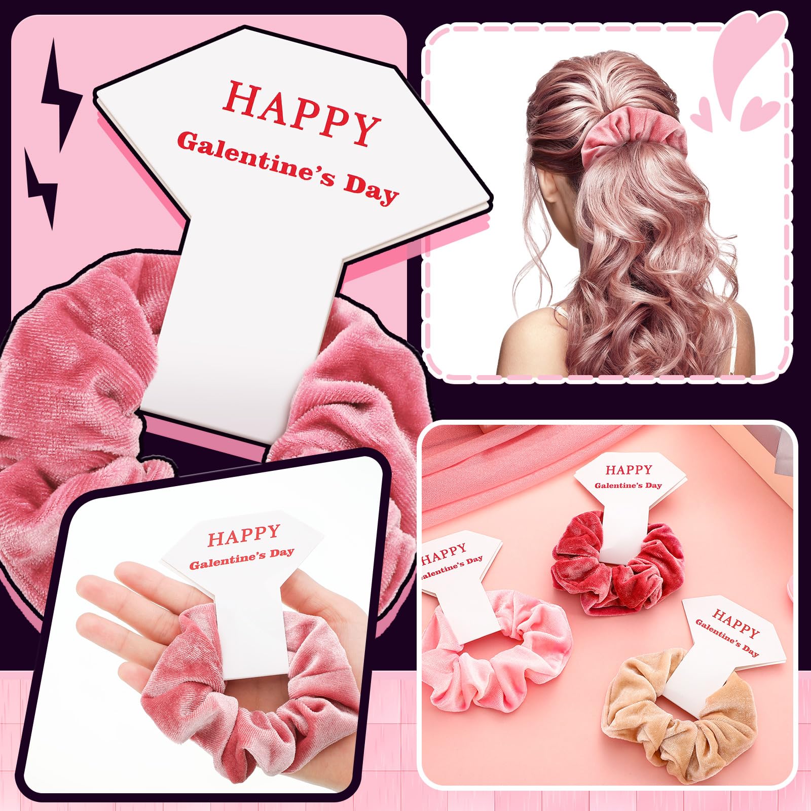 Élastiques velours Yuxung rose mauve, douceur qui respecte les cheveux frisés et lisses.
