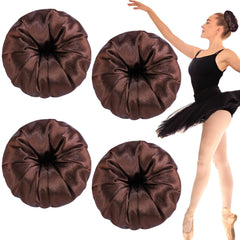 Chignon donut satin marron Yuxung prêt à l'emploi pour un look soigné.