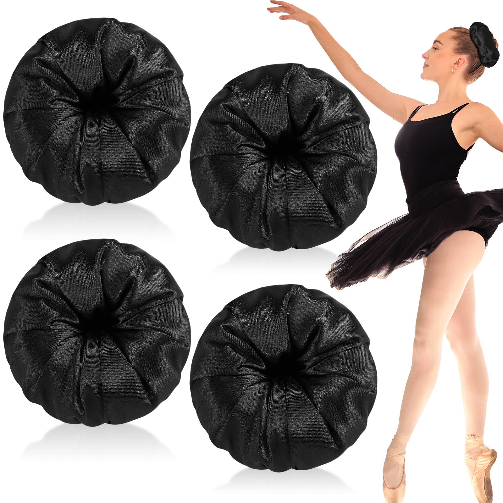 Chignon donut satin noir par Yuxung, prêt à porter pour un look soigné et durable.