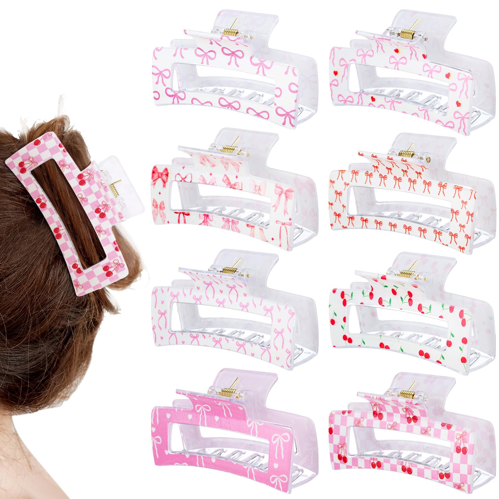 Pinces Yuxung à cheveux nœud cerise rose, maintien sûr pour tous types de cheveux.