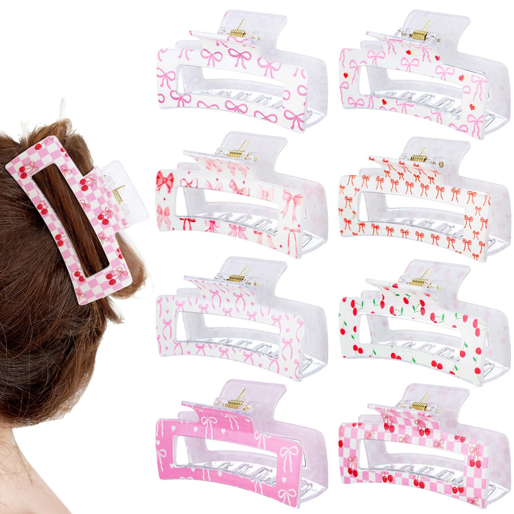 Pinces Yuxung à cheveux nœud cerise rose, maintien sûr pour tous types de cheveux.