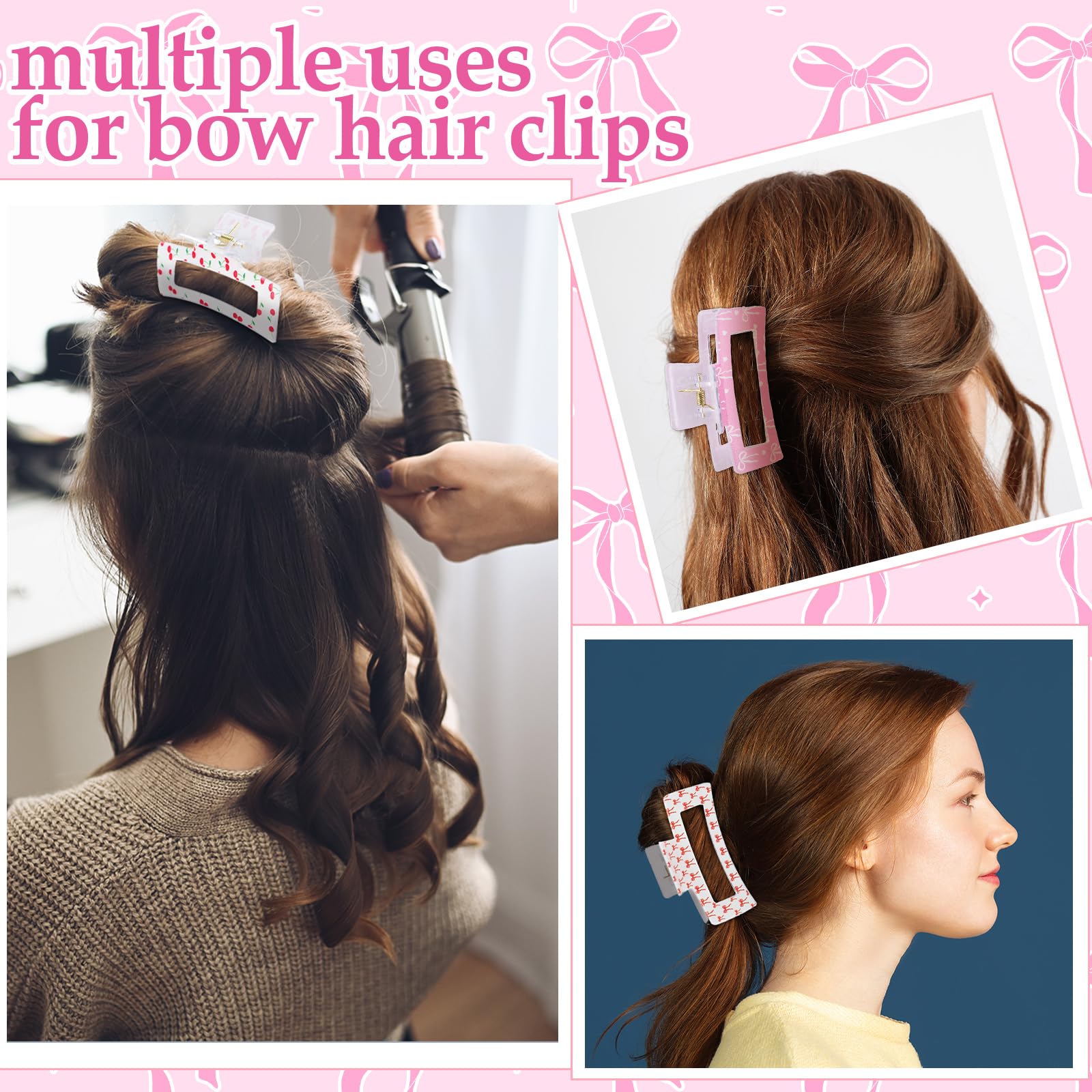 Pinces Yuxung nœud cerise rose, accessoire mignon et pratique pour tout look.