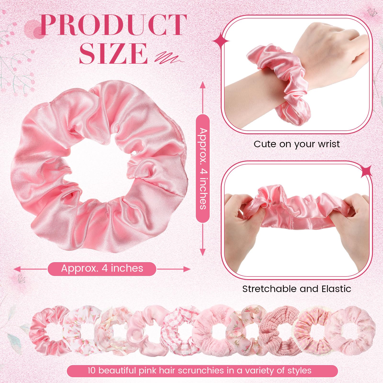 Yuxung serre-cheveux satin rose diamètre 4,5 pouces; ajuste confortablement vos coiffures quotidiennes.