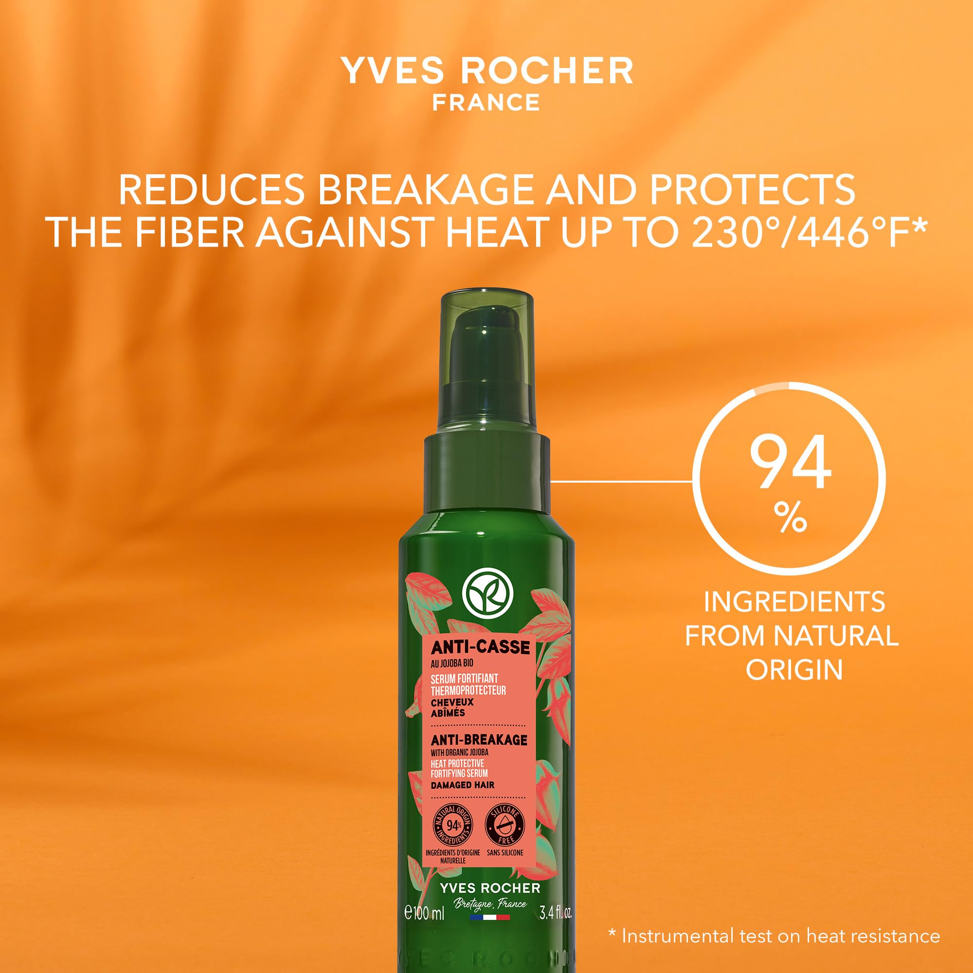 Damp hair application demonstrates easy styling and added elasticity with Yves Rocher serum.