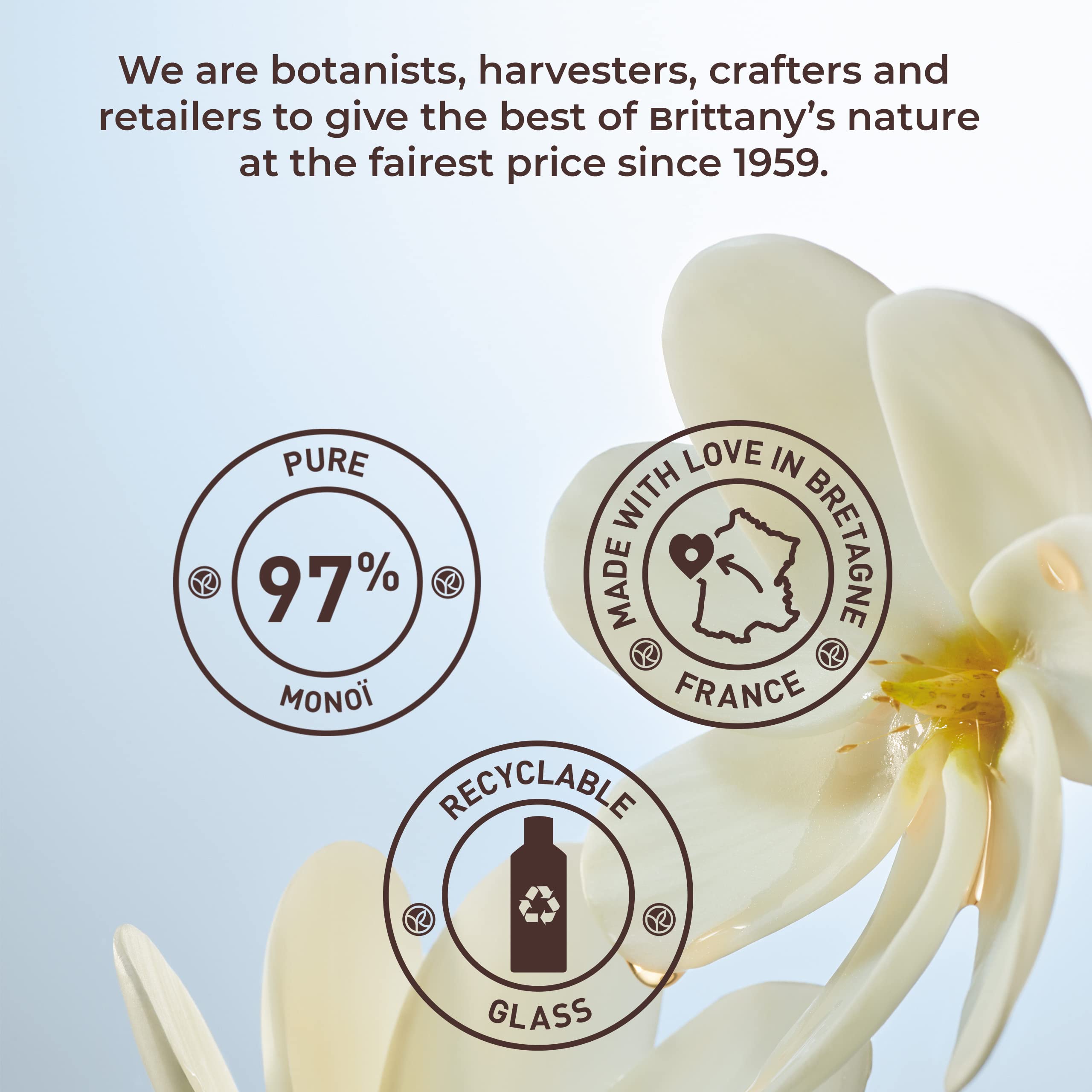 Flacon pratique et élégant de Yves Rocher Monoï Tahiti pour le rituel beauté.