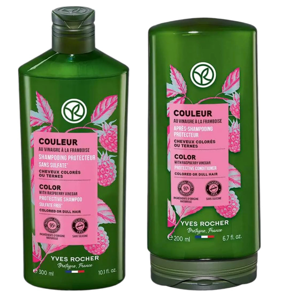 Yves Rocher ensemble shampoing et après-shampoing protection couleur éclat pour cheveux teints