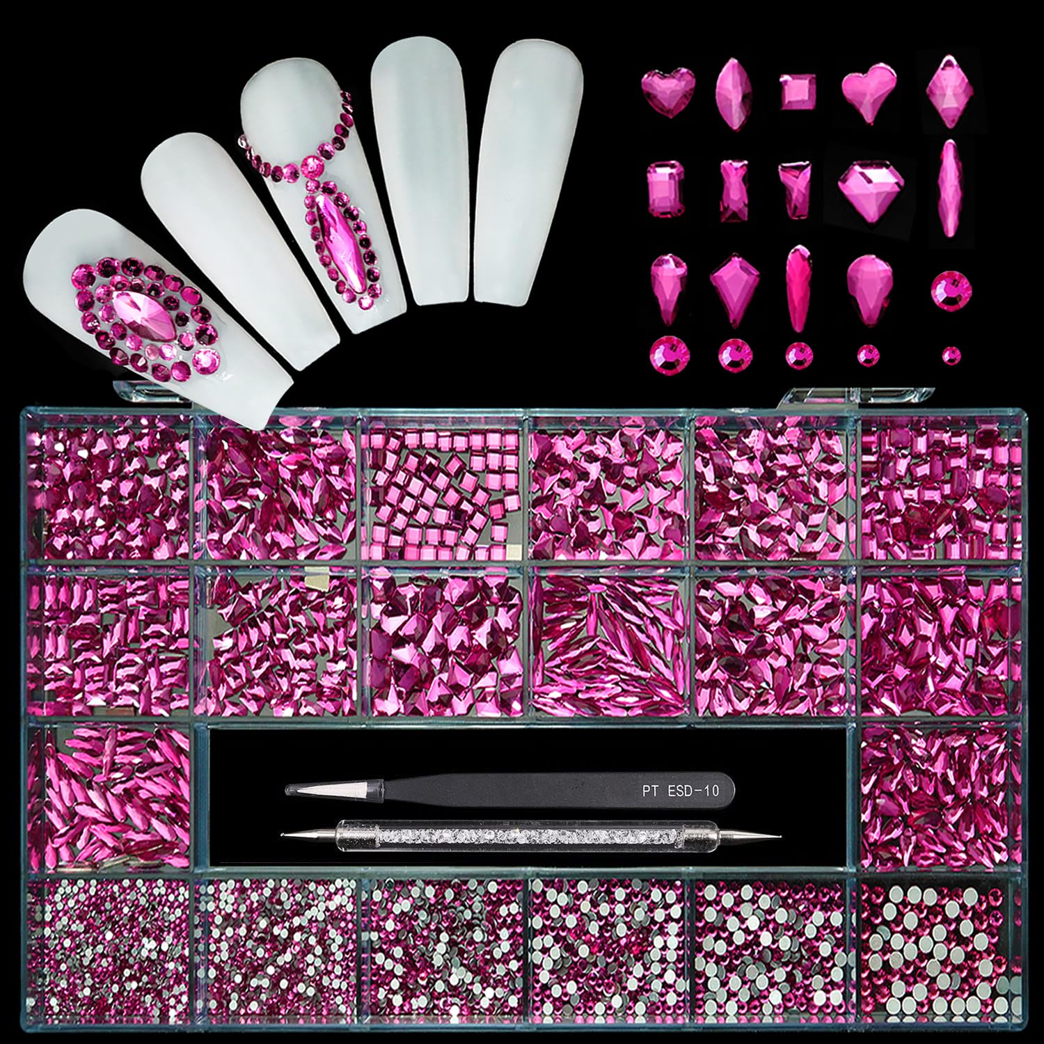 Yzzseven diamants rose 700, brillance durable pour ongles et créations