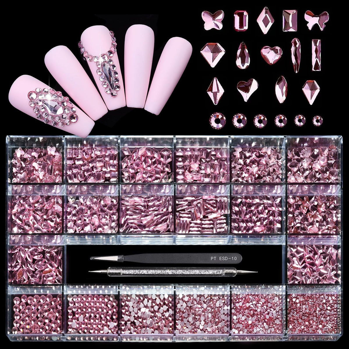 Yzzseven diamants roses 700 pièces pour vernis scintillant et durable.