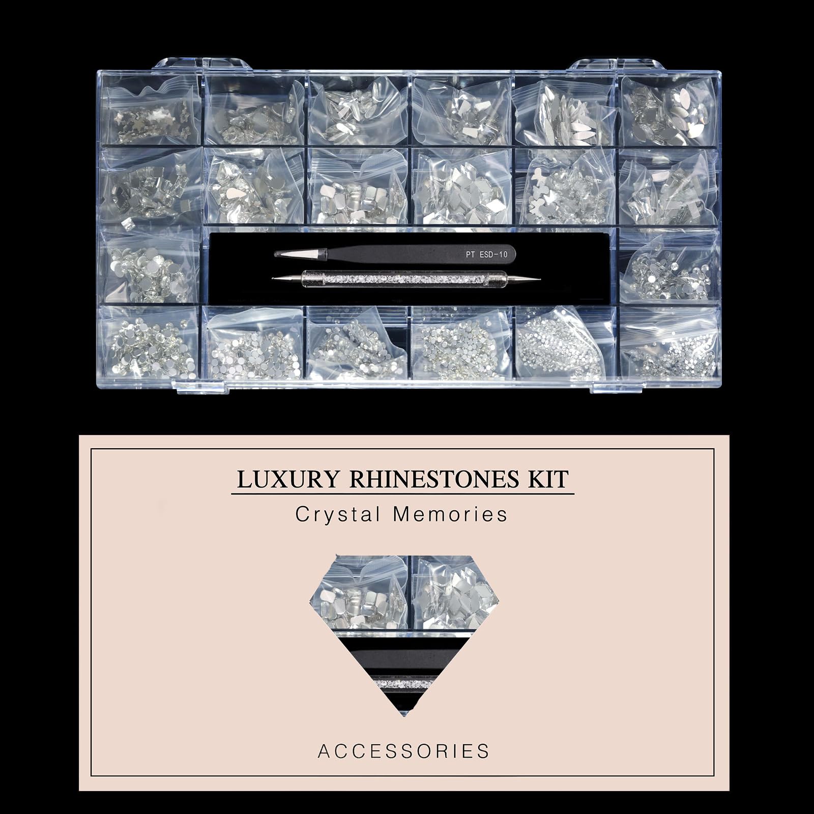 Yzzseven utilisations variées pour ongles, maquillage et accessoires.