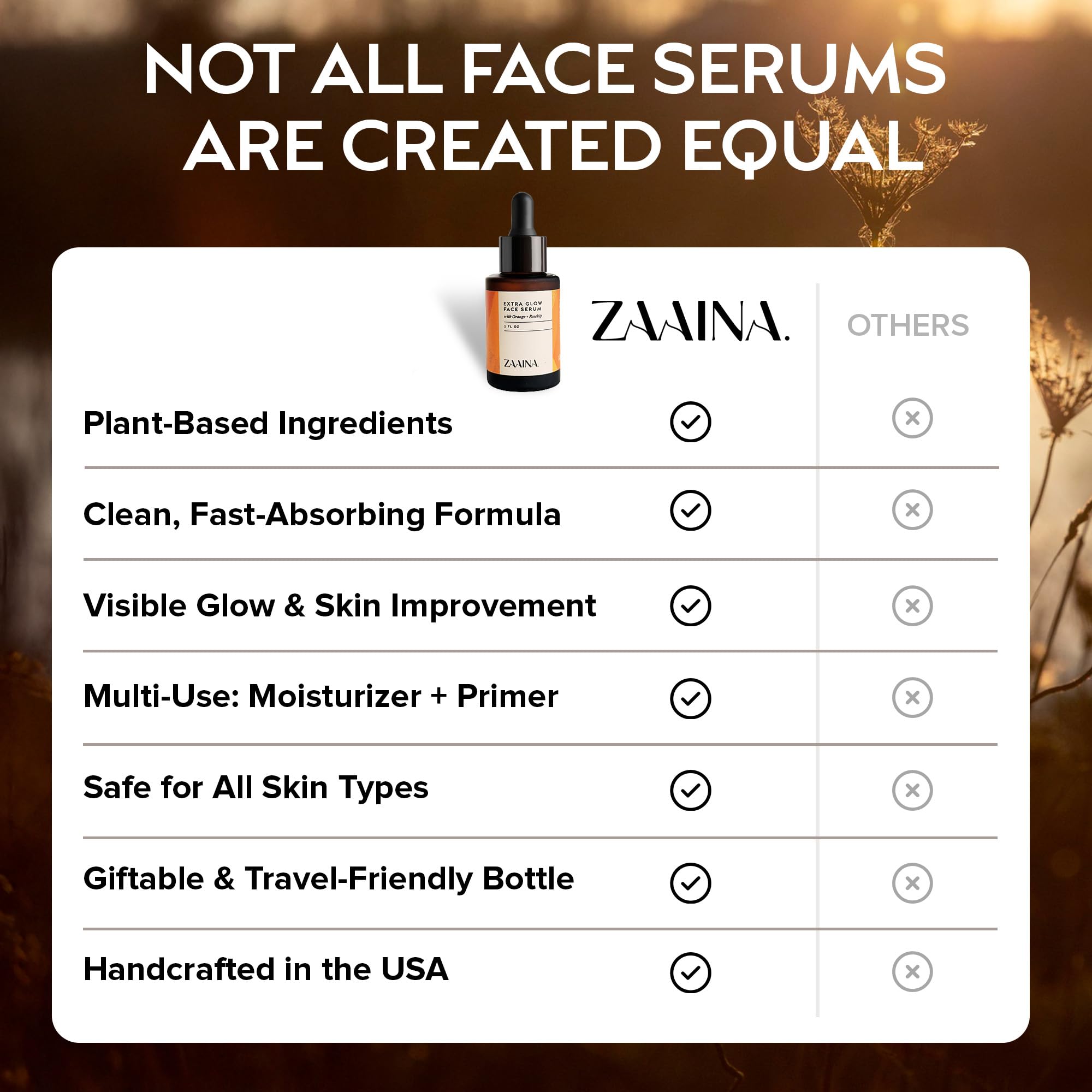 Application avec ZAAINA Extra Glow Serum: base hydratante légère sous le maquillage.