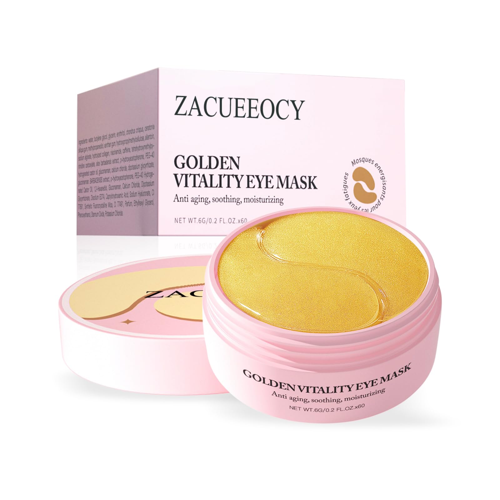 ZACUEEOCY Masque yeux peptide collagène: hydratation ciblée pour yeux fatigués et lissants.