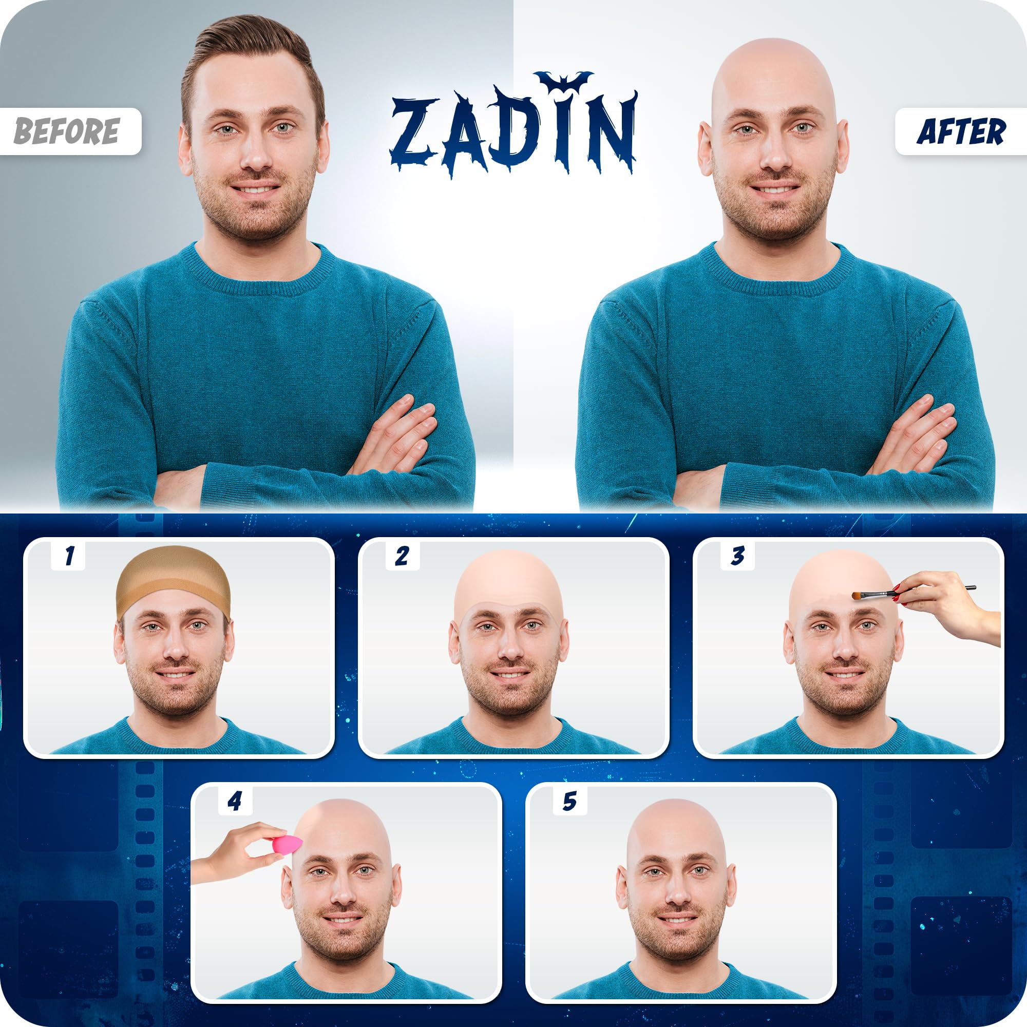 Calotte chauve Zadin pour Dr Nefario en cosplay.
