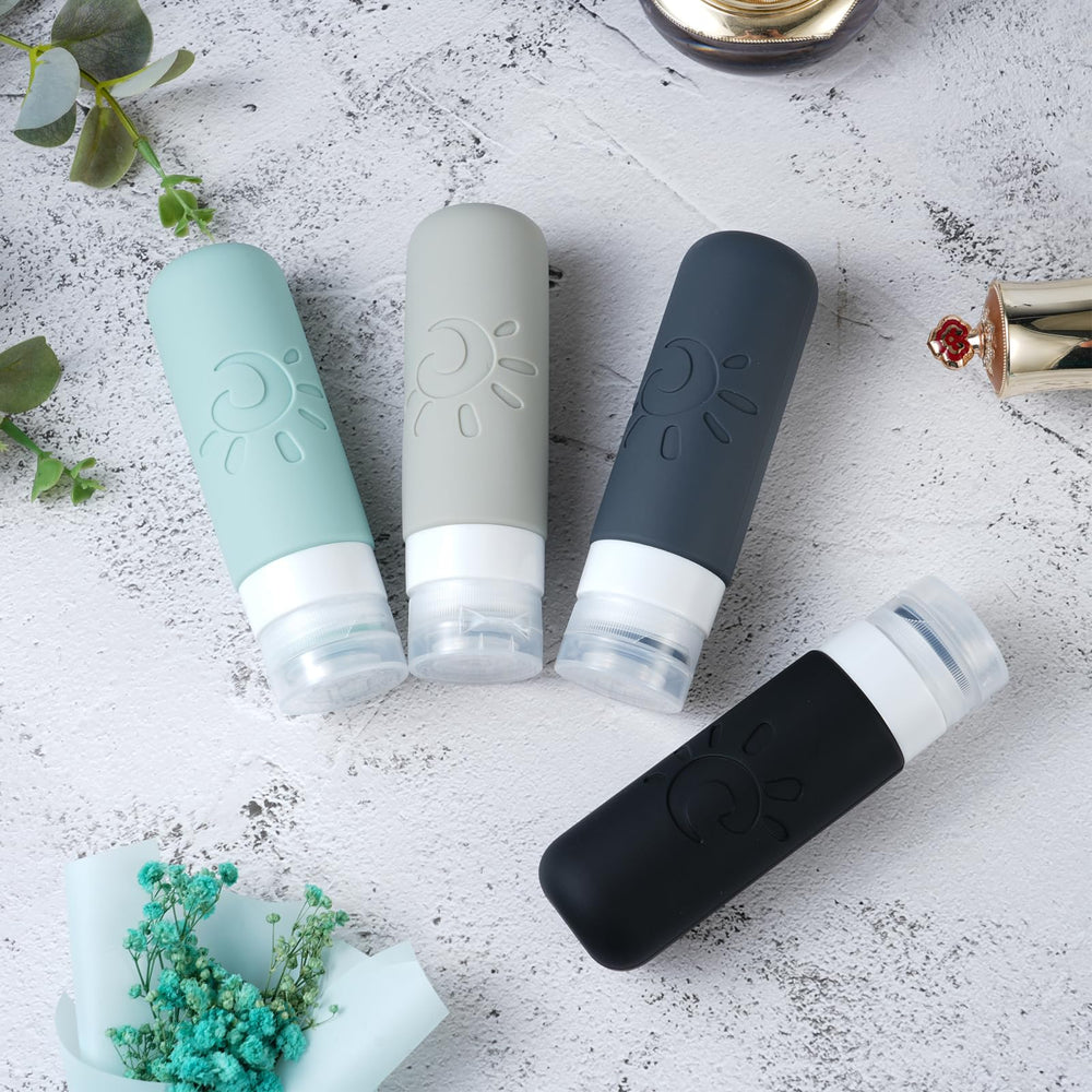 Bouteilles en silicone sans BPA, remplissage facile et sûr.