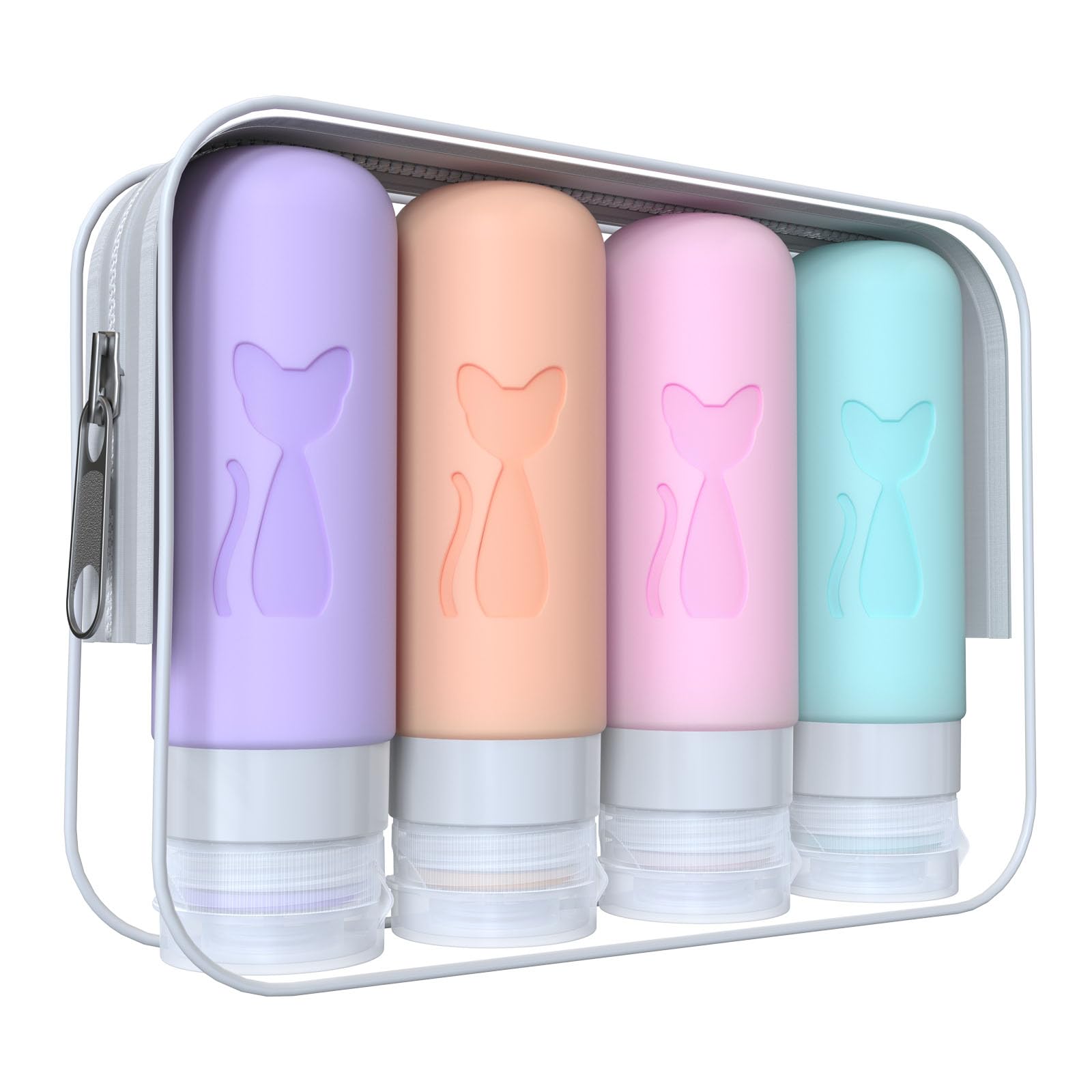 Ensemble Zafit bouteilles voyage 3oz étanches multicolores, idéal pour les cosmétiques en déplacement.