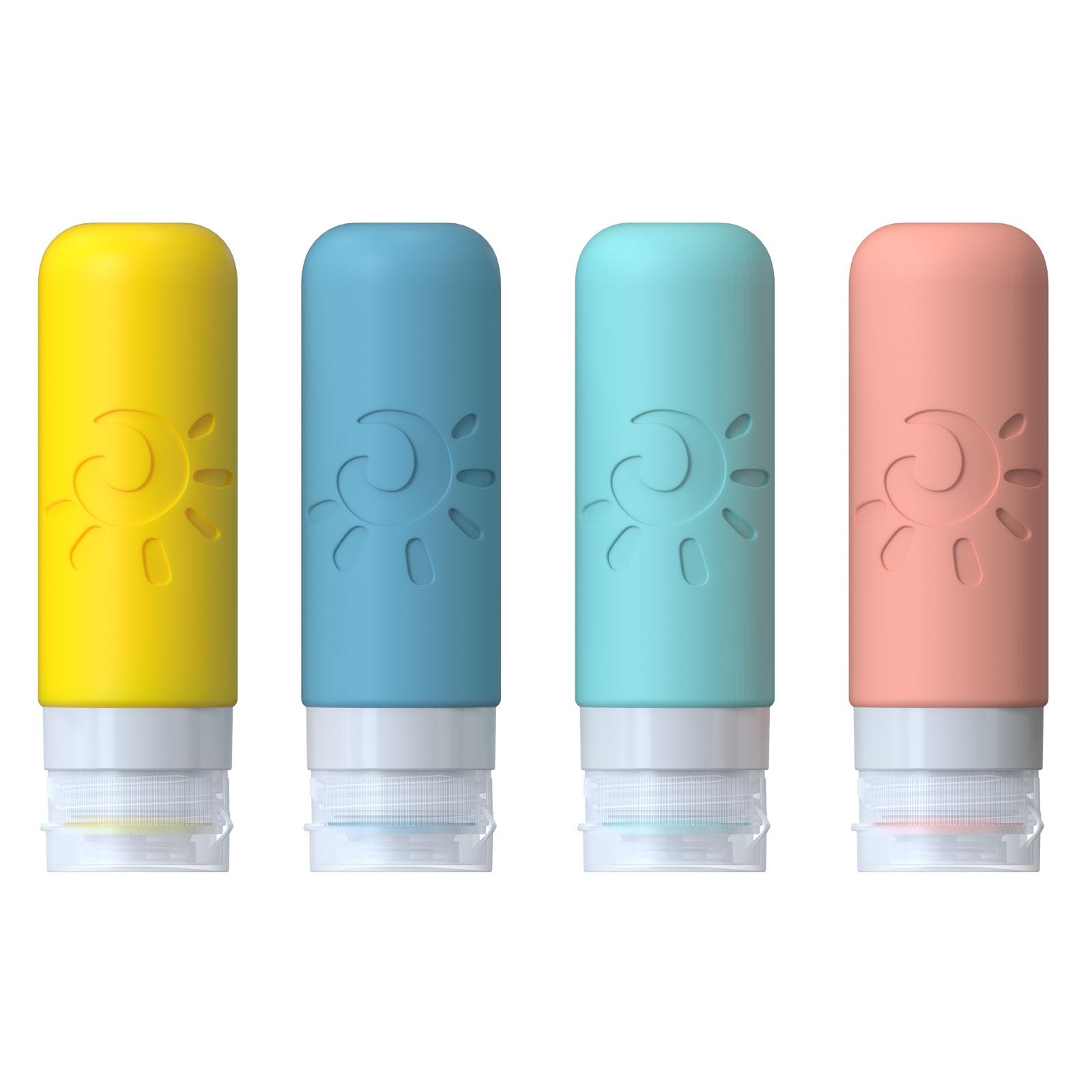 Ensemble Zafit 4 bouteilles en silicone, léger et pratique pour les déplacements.