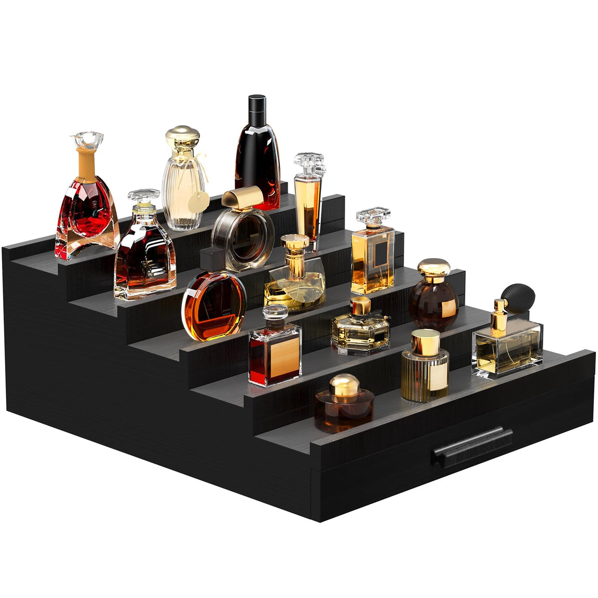 Zaldia presentoir parfum bois noir 5 etages met en valeur vos fragrances