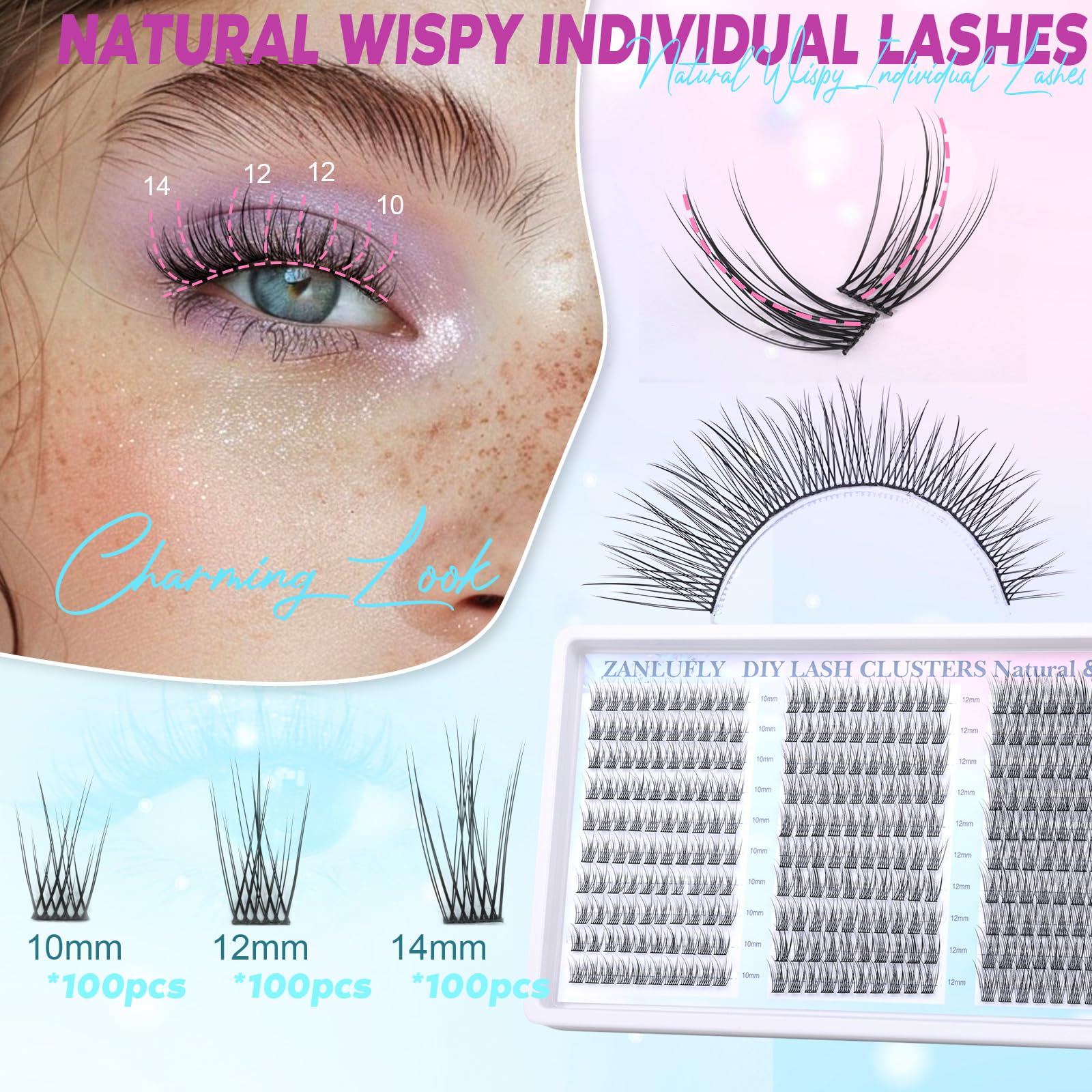 Les cils C-Curly Zanlufly ajoutent un effet 3D discret