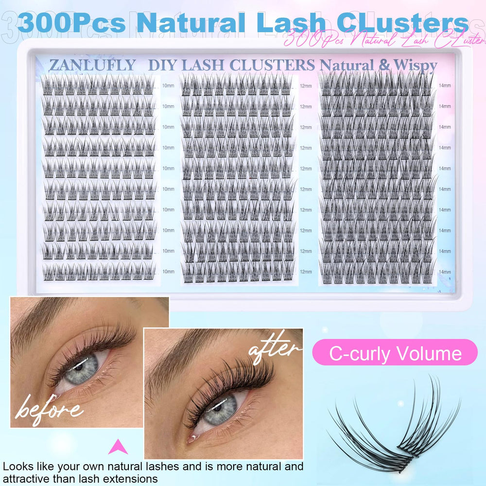 Cils Zanlufly amas c-curly léger et naturel pour quotidien