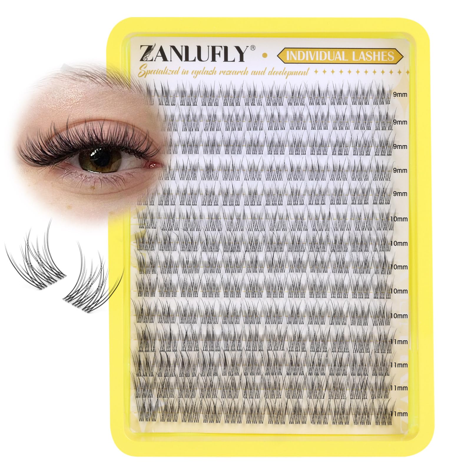 Cils en grappes cc-curly Zanlufly pour un rendu naturel et léger.