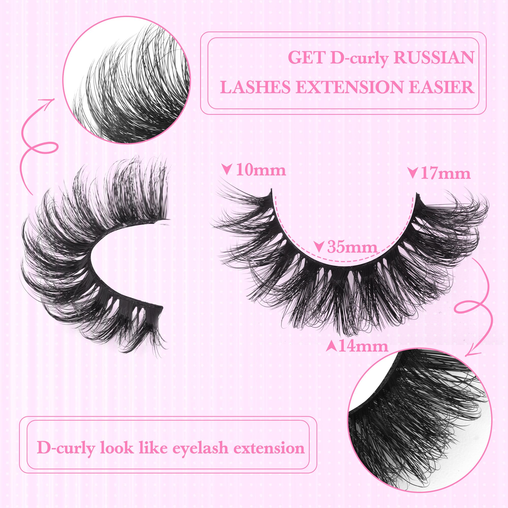Cils Zanlufly russe, courbure en D, effet extension facile.