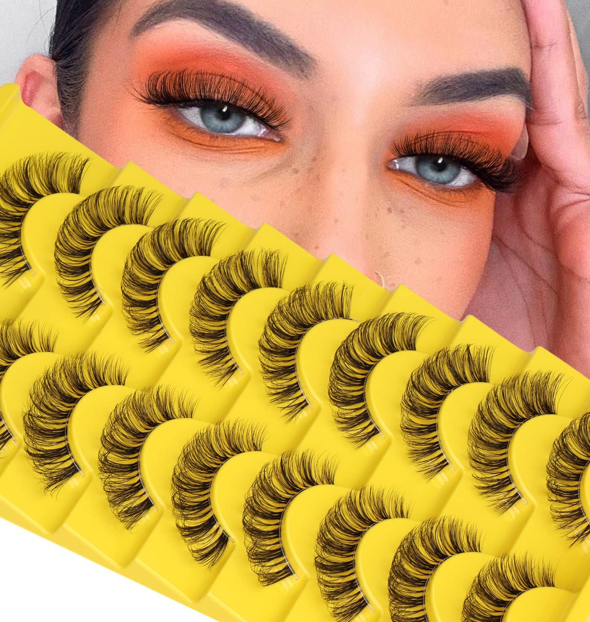 Cils Zanlufly D curl, cat-eye et 6D, coffret 9 paires pour un regard défini.