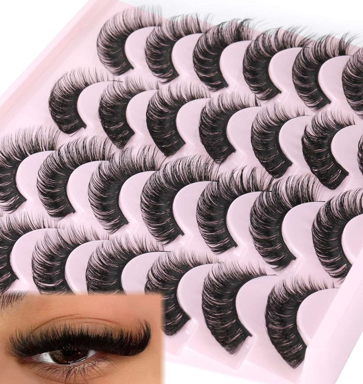 Cils Zanlufly russes D-Curly Wispy, regard naturel à domicile, effet discret.
