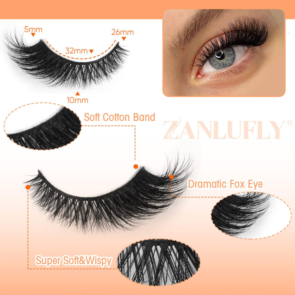 Cils Zanlufly mink regard-renard pour un effet lifting discret.