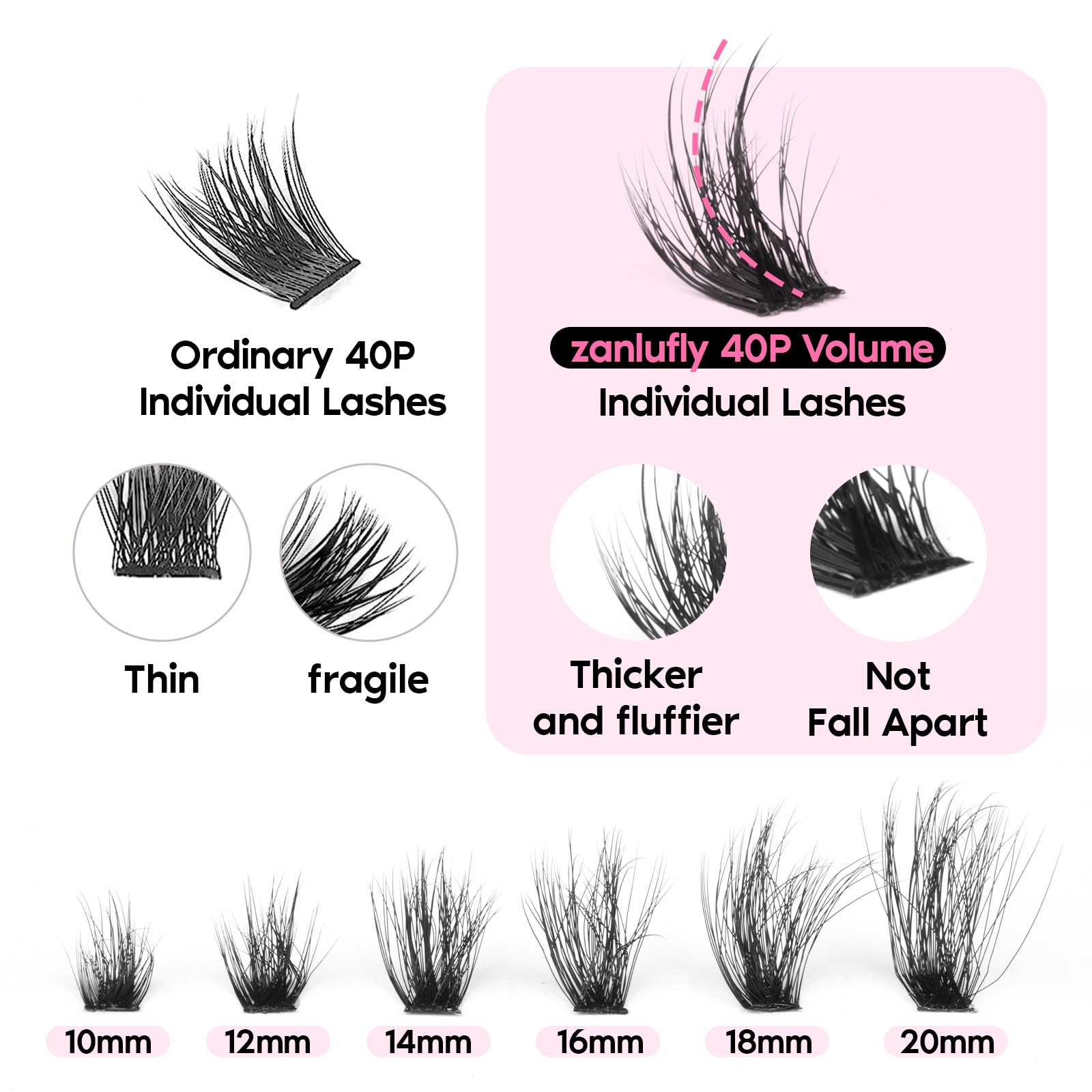 Colle et scellant Zanlufly pour une tenue durable des cils.