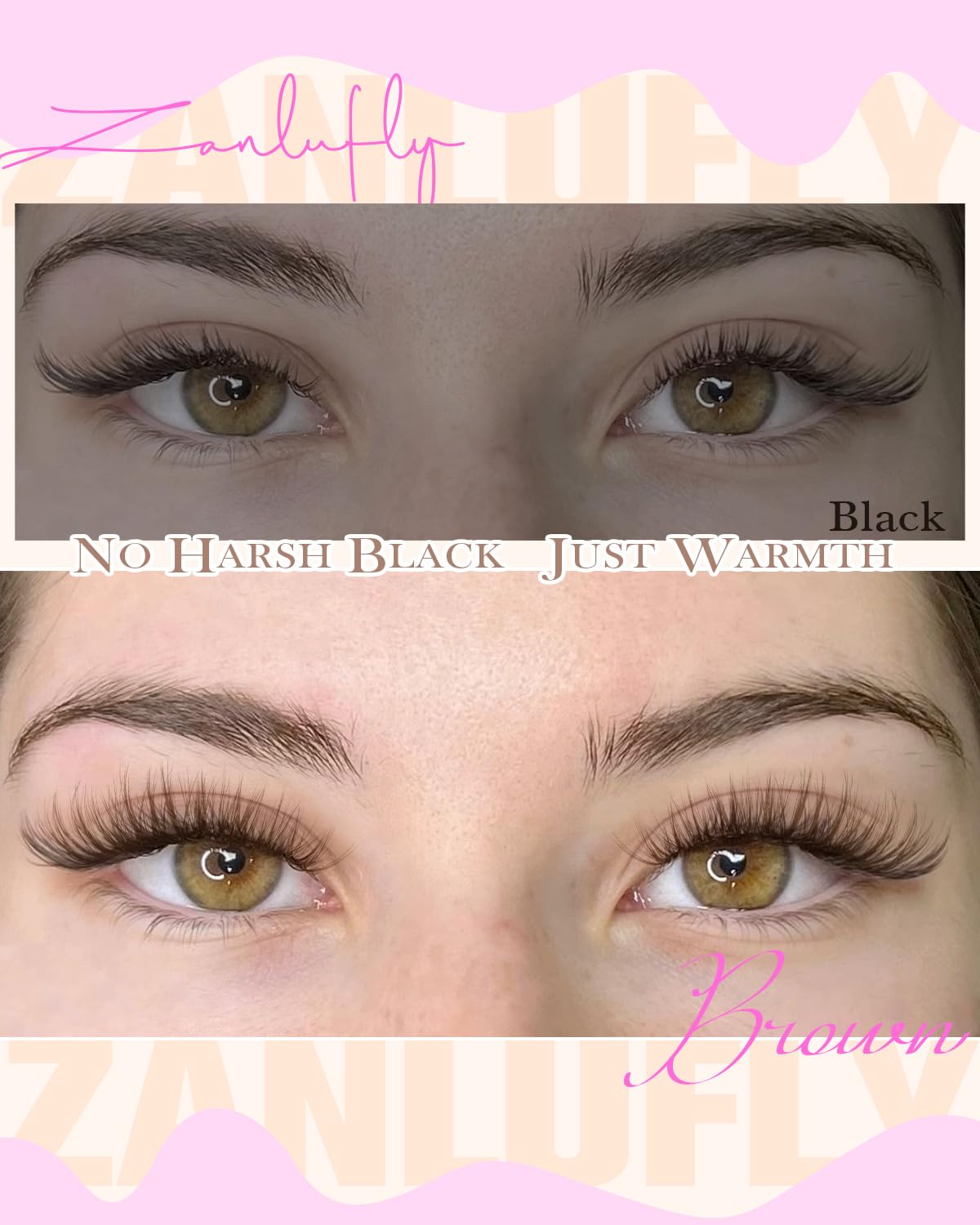 Effet 3D discret des cils brun Zanlufly pour un regard plus ouvert.