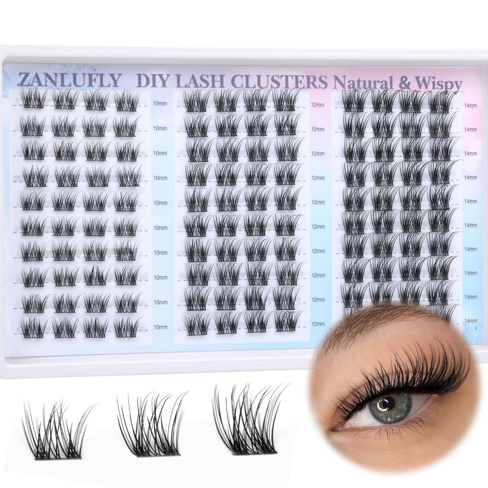 zanlufly grappes cils D-Curly Wispy 10 mm pour regard naturel et léger