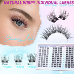 zanlufly grappes cils D-Curly Wispy 12 mm pour volume discret