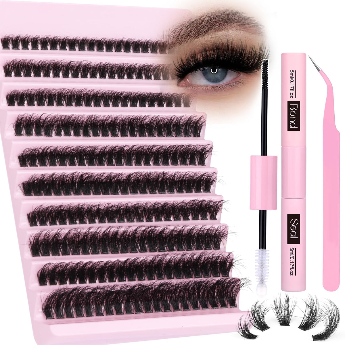 Cils volume Zanlufly 20mm en groupes pour un effet dense.