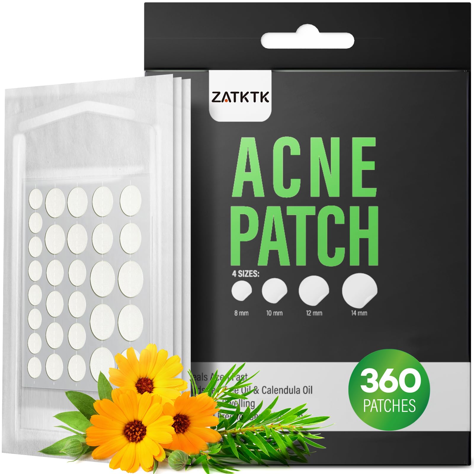 Patch hydrocolloïde ZATKTK en emballage, solution discrète pour boutons.