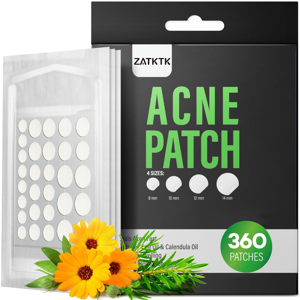 Patch hydrocolloïde ZATKTK en emballage, solution discrète pour boutons.