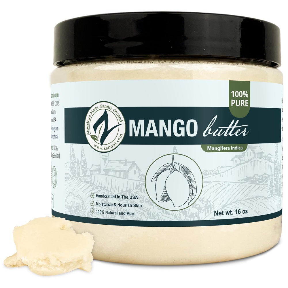Beurre de mangue Zatural cru offrant une hydratation durable.