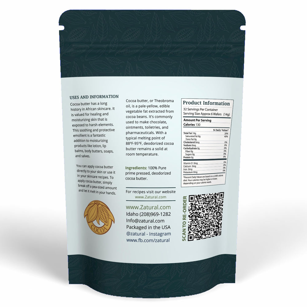 Zatural Beurre cacao neutre: galettes empilées, pratique pour fondre et doser