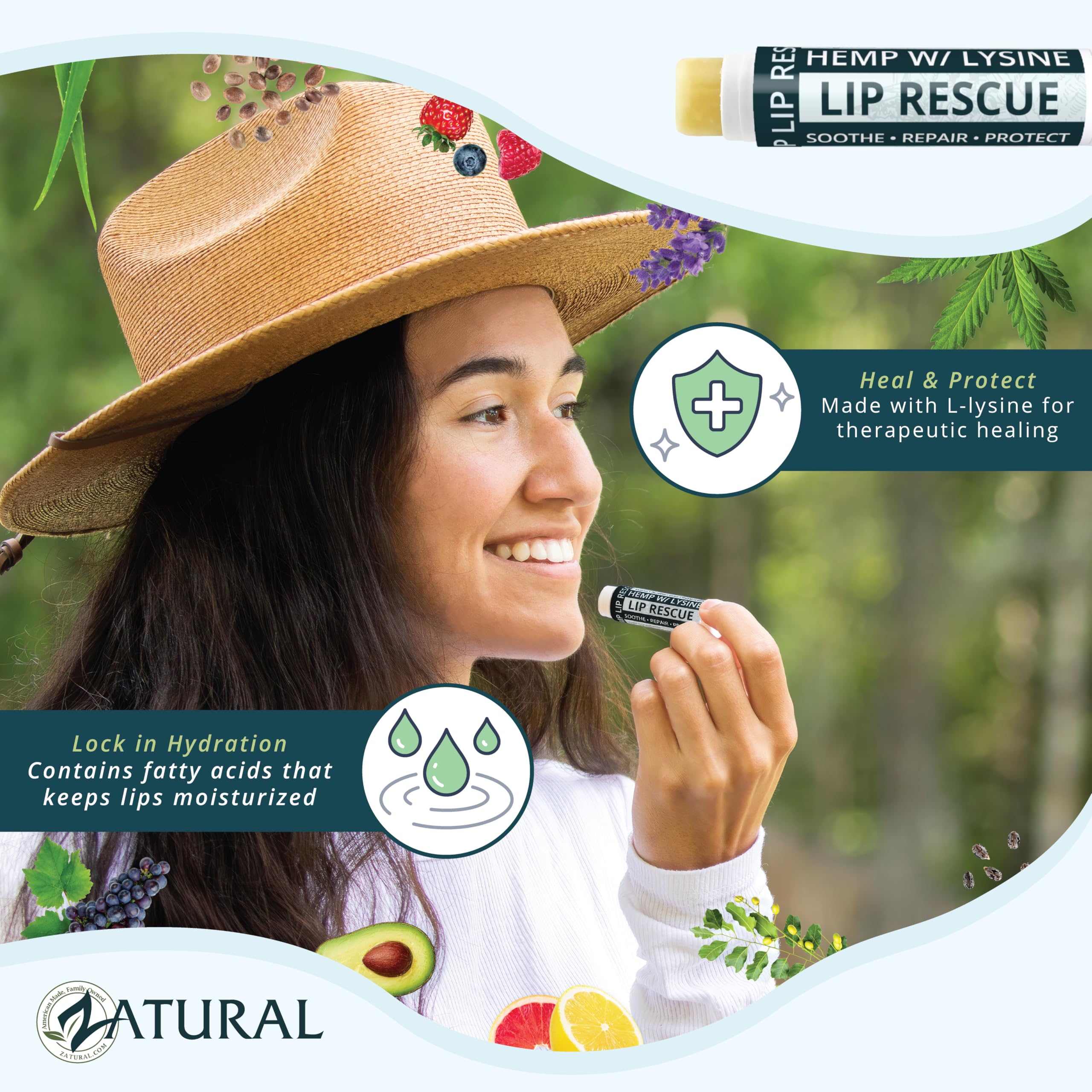 Zatural, L-Lysine active, conditionne durablement les lèvres.