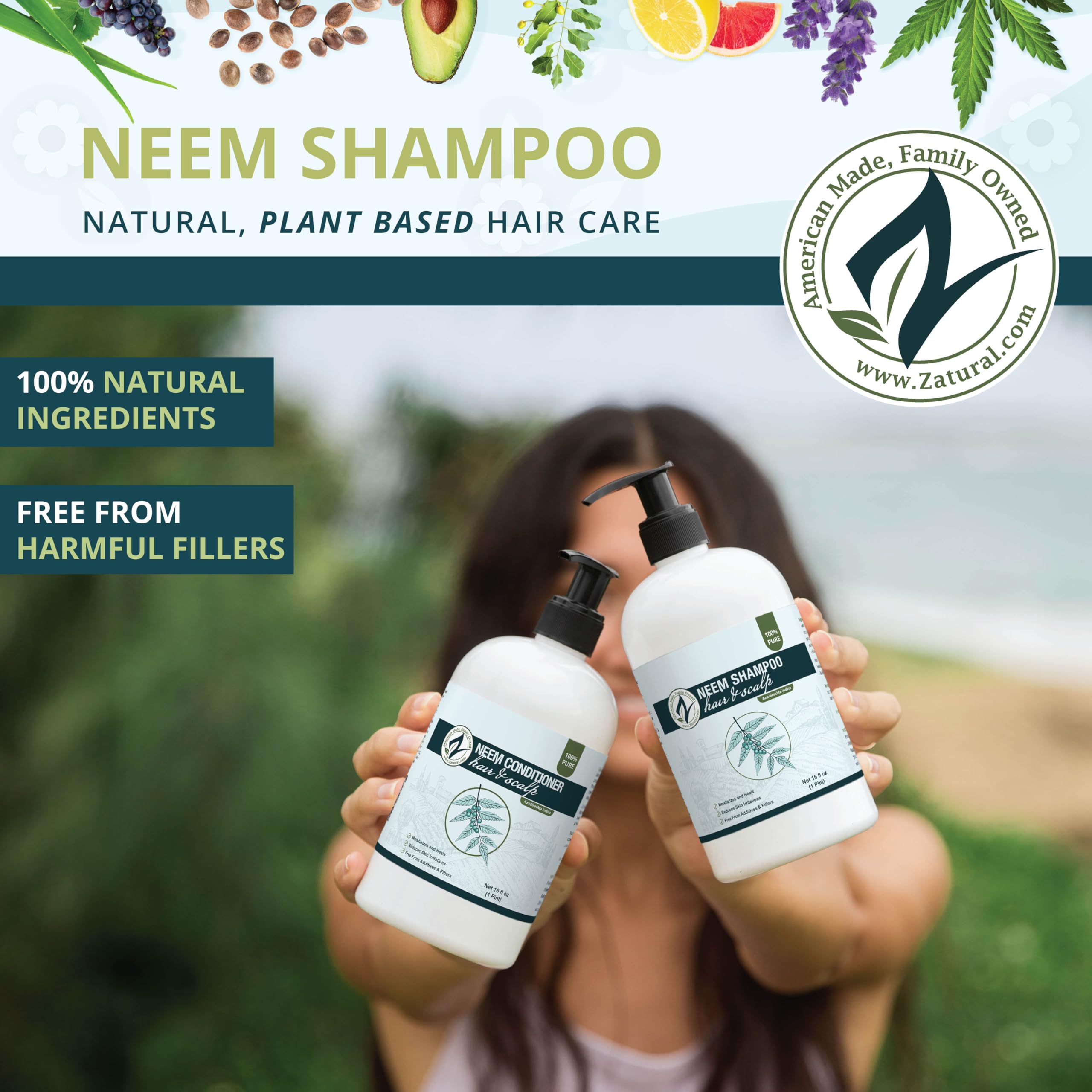 Mousse cremeuse du Shampoing Neem Zatural lavant en douceur les cheveux.