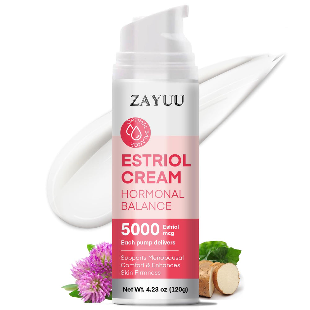 Crème ZAYUU visage Estriol dans une bouteille-pompe, hydratation durable.