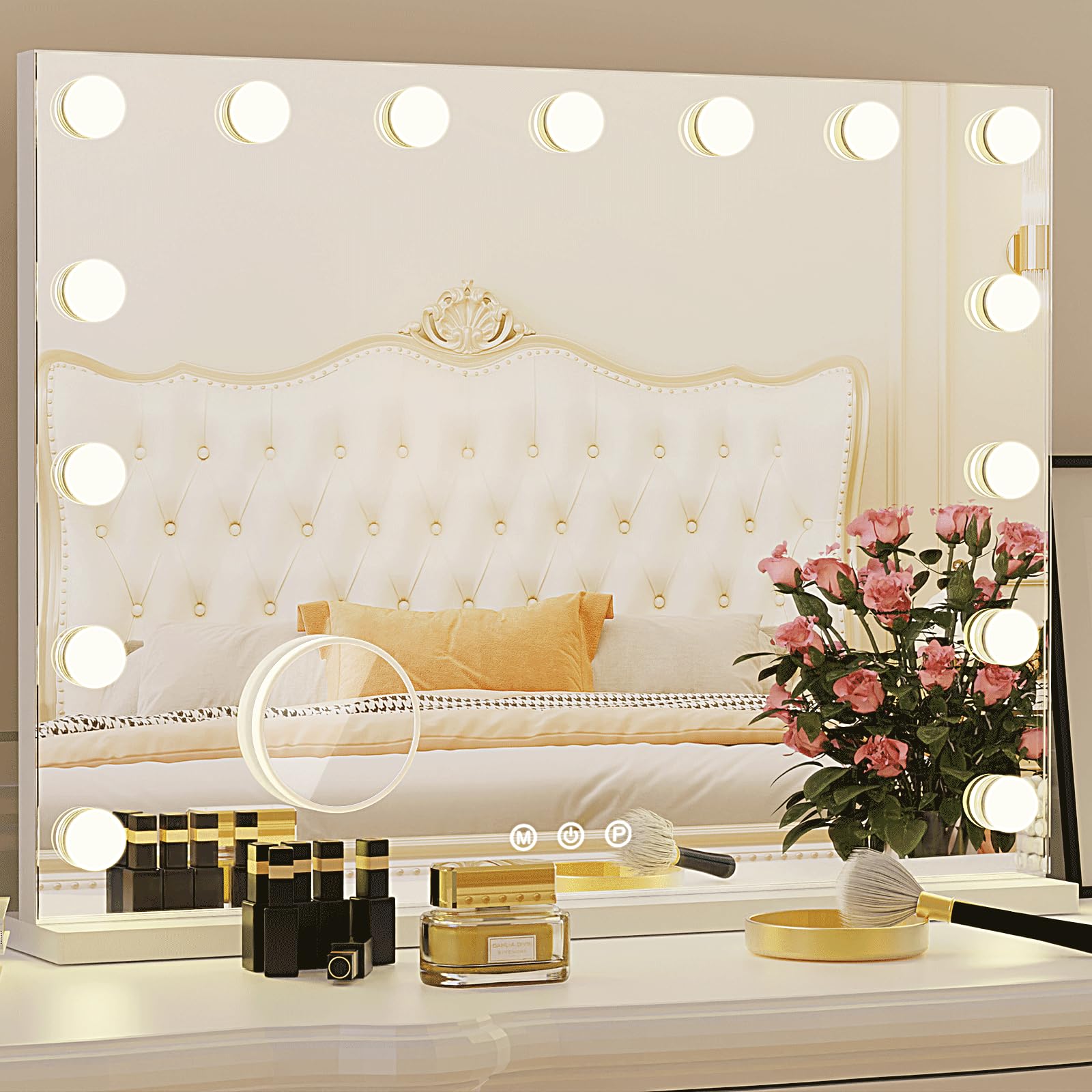 Miroir Hollywood ZazaFi avec 15 DEL pour un maquillage précis et lumineux.