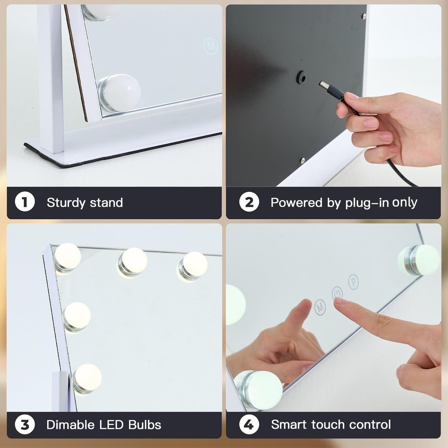 Miroir ZBOCAI, base métallique stable et design compact.