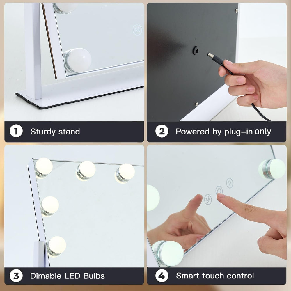 Miroir ZBOCAI, base métallique stable et design compact.